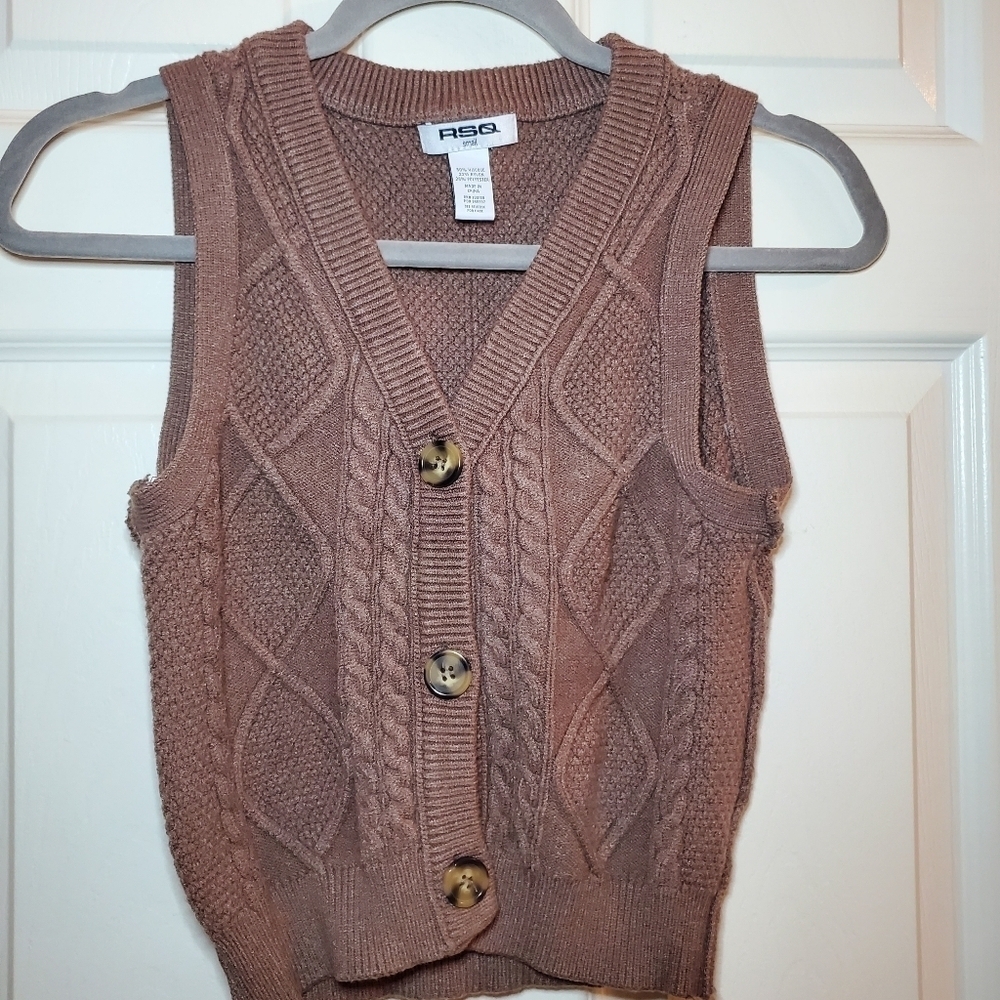 RSQ Women's Brown Sweater Vest Sz S